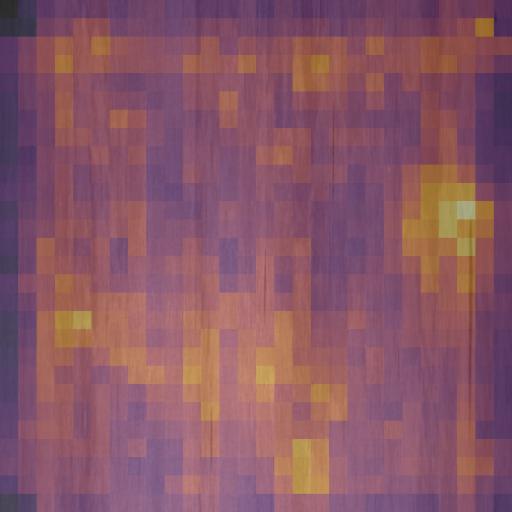 PatchCore anomaly heatmap (p99 score 0.171)