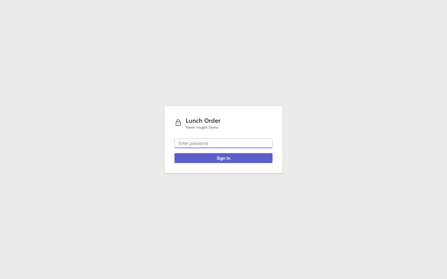 Login screen